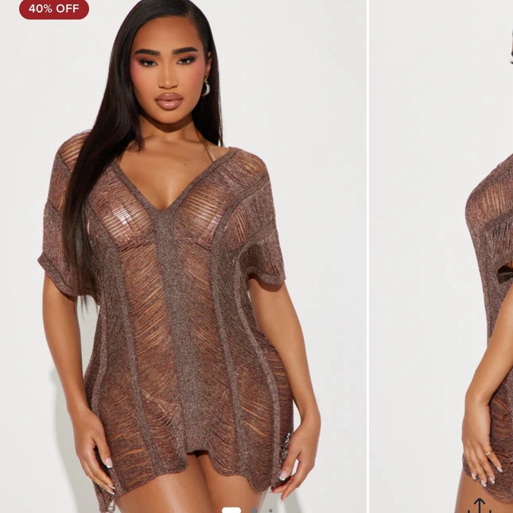 NWT - Women's Brown Swim Cover-Up - FashionNova